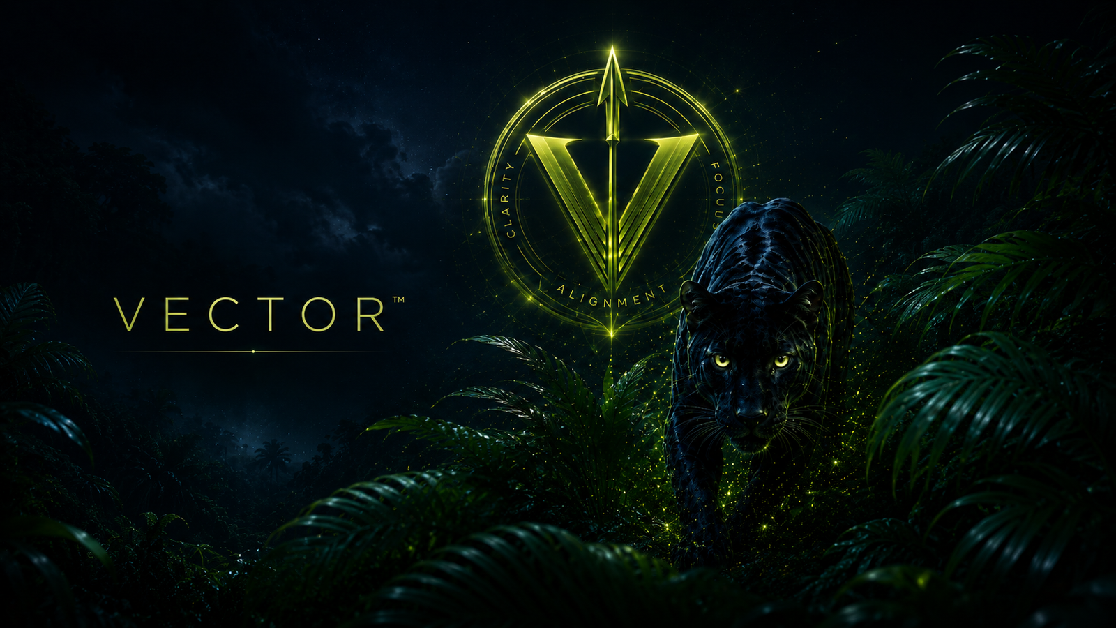 VECTOR executive discovery visual with panther, signal, clarity, alignment, and direction
